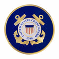 4-Inch in Diameter Embossed United States Coast Guard Round Metal Medallion Peel-and-Stick Insert