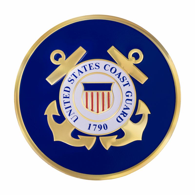 4-Inch in Diameter Embossed United States Coast Guard Round Metal Medallion Peel-and-Stick Insert