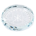 4" x 3/4 INCH ROUND CRYSTAL PAPERWEIGHT CUT SCALLOPED EDGE