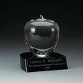 4 X 4-1/2 INCH CRYSTAL APPLE WITH BLACK BASE