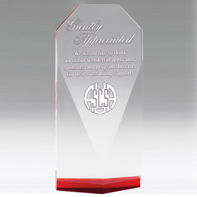 7-3/4 INCH THICK BEVELED CRYSTAL TOWER RED BASE