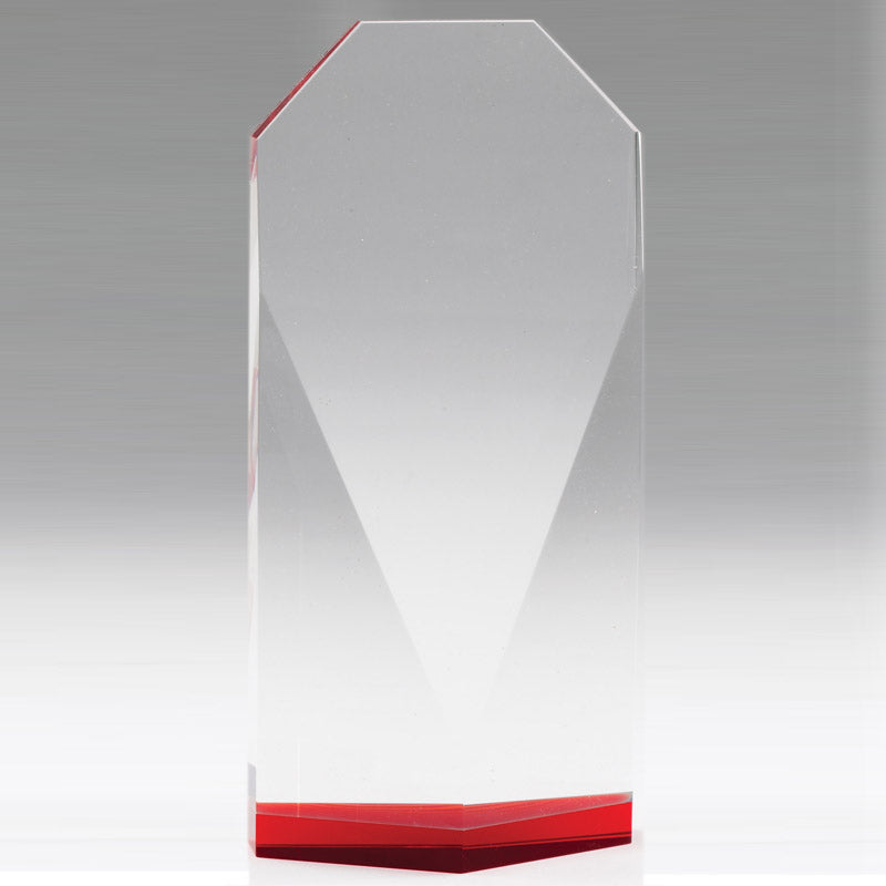 8-1/2 INCH THICK BEVELED CRYSTAL TOWER RED BASE