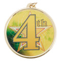 2-1/4 Inch in Diameter Round 4th Place Mylar and Gold Medal with Customizable Back