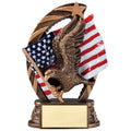 5-1/2 INCH ANTIQUE BRASS PAINTED RESIN AMERICAN FLAG WITH EAGLE
