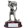 5-1/2 INCH COMIC FEMALE GOLF HIT AND SWING RESIN ANTIQUE PEWTER FINISH