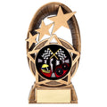 5-1/2 INCH GOLD STAR RESIN AUTO RACER TROPHY FULL COLOR INSERT