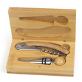 5-1/2 INCH BAMBOO WOOD TWO PIECE WINE TOOL KIT