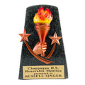 5-1/2 INCH BLACK STONE RESIN BRONZE TORCH AND STARS