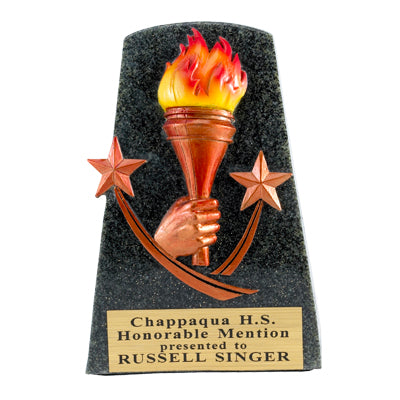 5-1/2 INCH BLACK STONE RESIN BRONZE TORCH AND STARS
