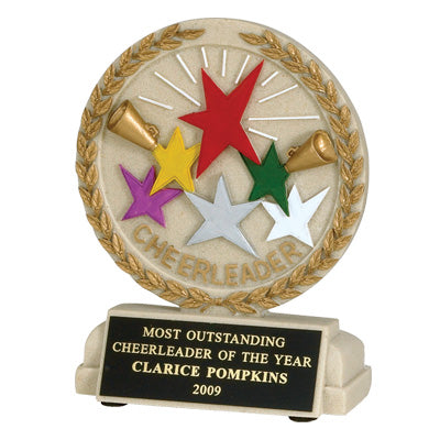 5-1/2 INCH CHEERLEADER STONE RESIN TROPHY