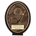 5-1/2" OVAL GOLF NEAREST TO PIN AWARD ANTIQUE RESIN GOLD