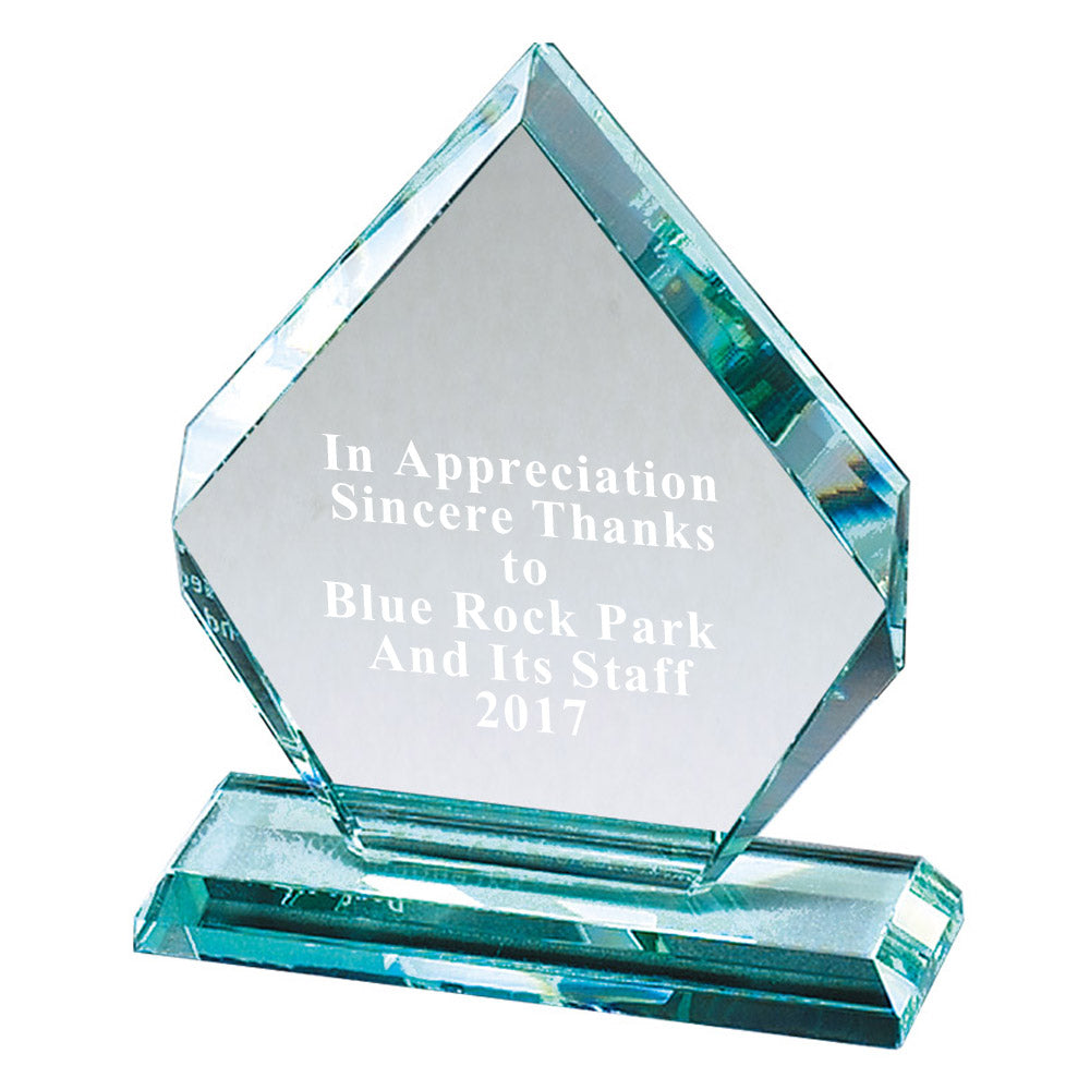 5-1/2 INCH x 6-1/2 INCH PREMIUM JADE GLASS ARROWHEAD AWARD