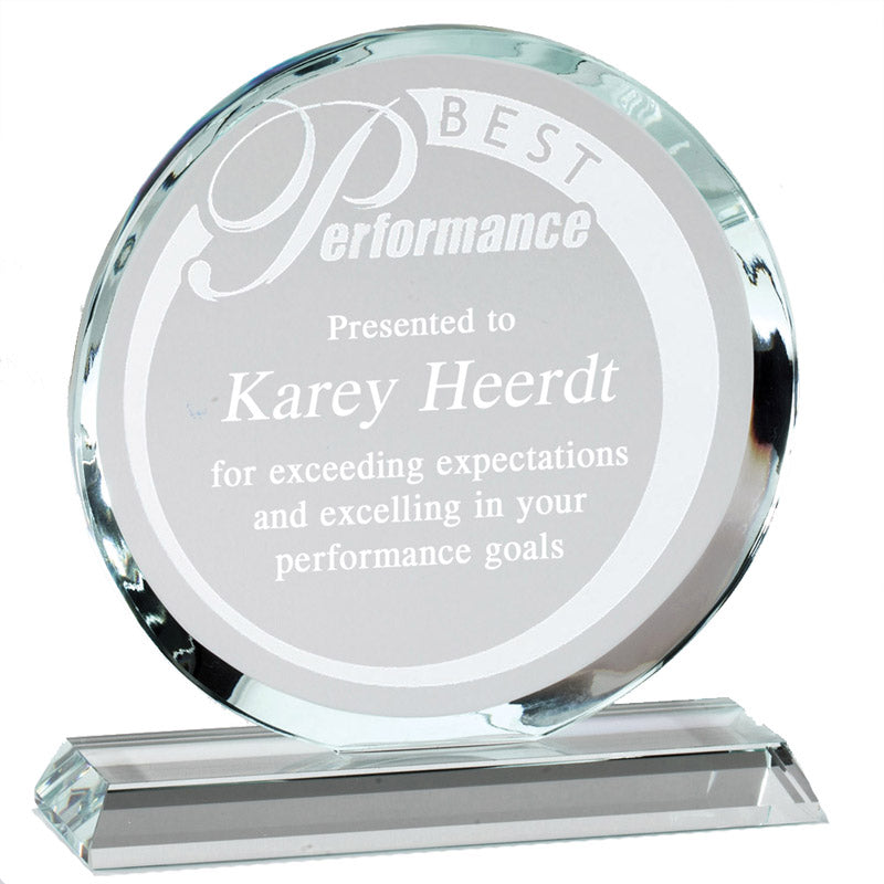 5-1/2 x 6 INCH ROUND OPTICAL CRYSTAL AWARD