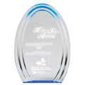5-1/2" x 8" x 1" x 1" OVAL DOUBLE HALO ACRYLIC AWARD WITH REFLECTIVE BLUE CIRCLE