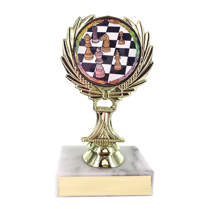 5-1/4 INCH TROPHY RISE WITH 2 INCH MYLAR CHESS INSERT