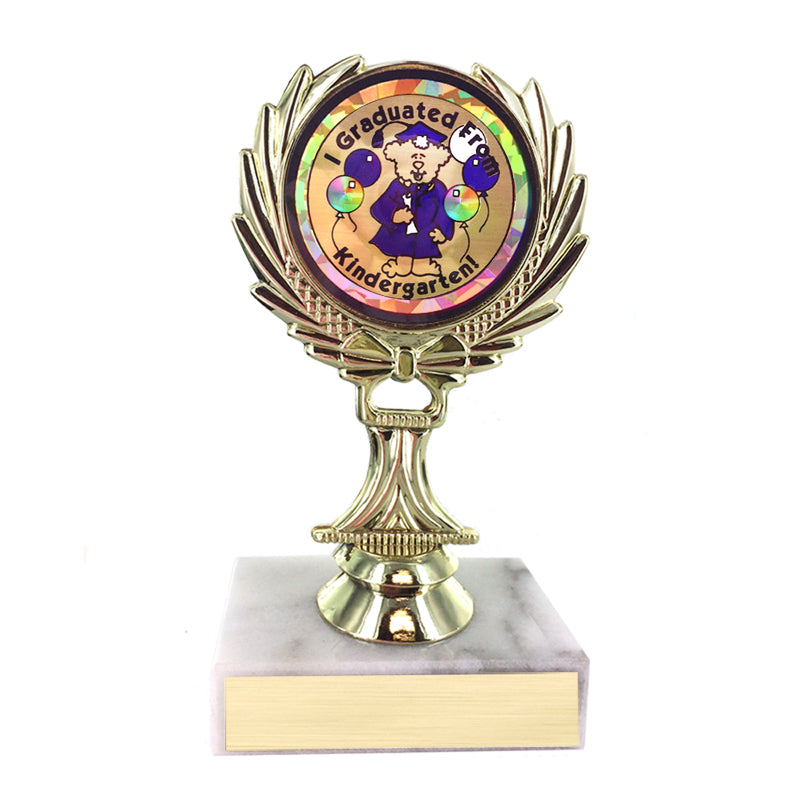 5-1/4 INCH TROPHY RISE WITH 2 INCH MYLAR KINDERGARTEN GRADUATE INSERT