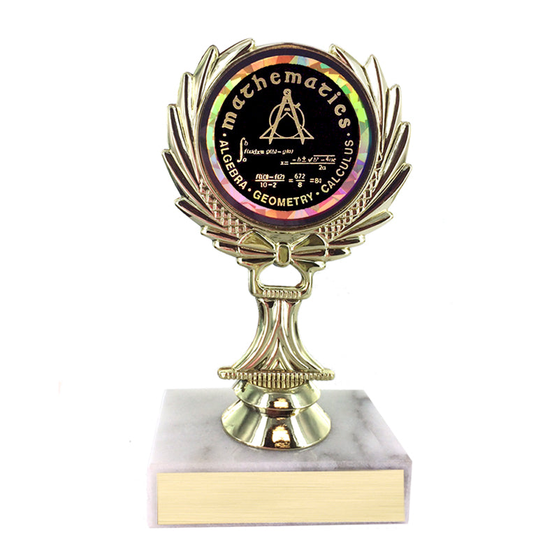5-1/4 INCH TROPHY RISE WITH 2 INCH MYLAR MATHEMATICS INSERT
