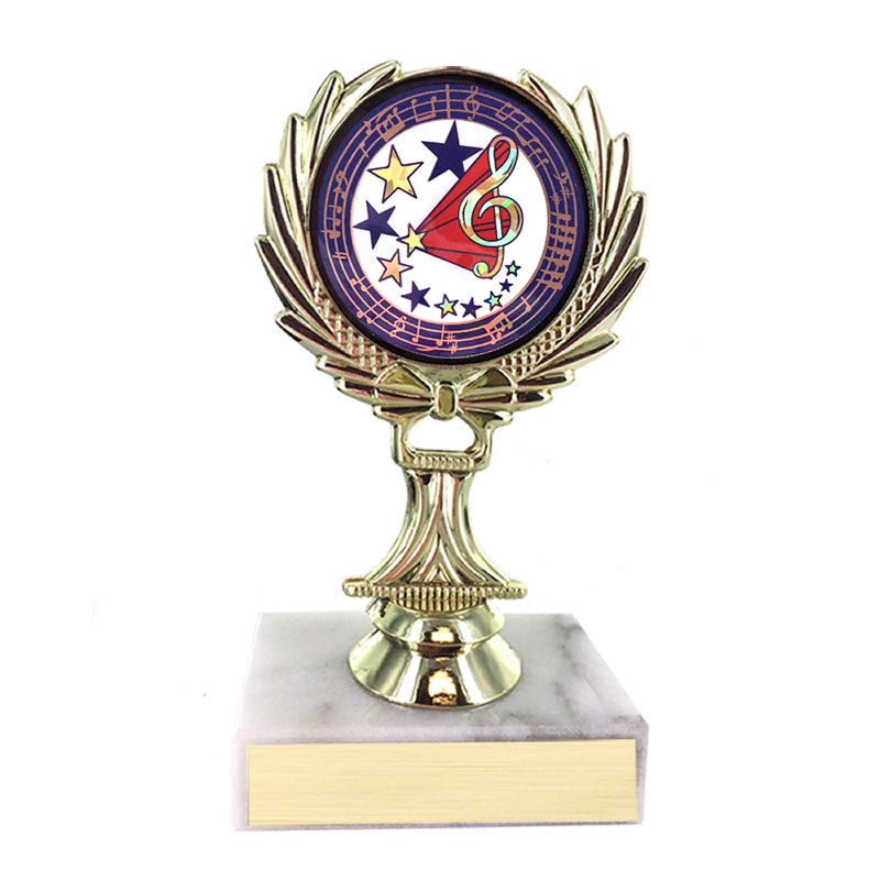 5-1/4 INCH TROPHY RISE WITH 2 INCH MYLAR MUSIC INSERT