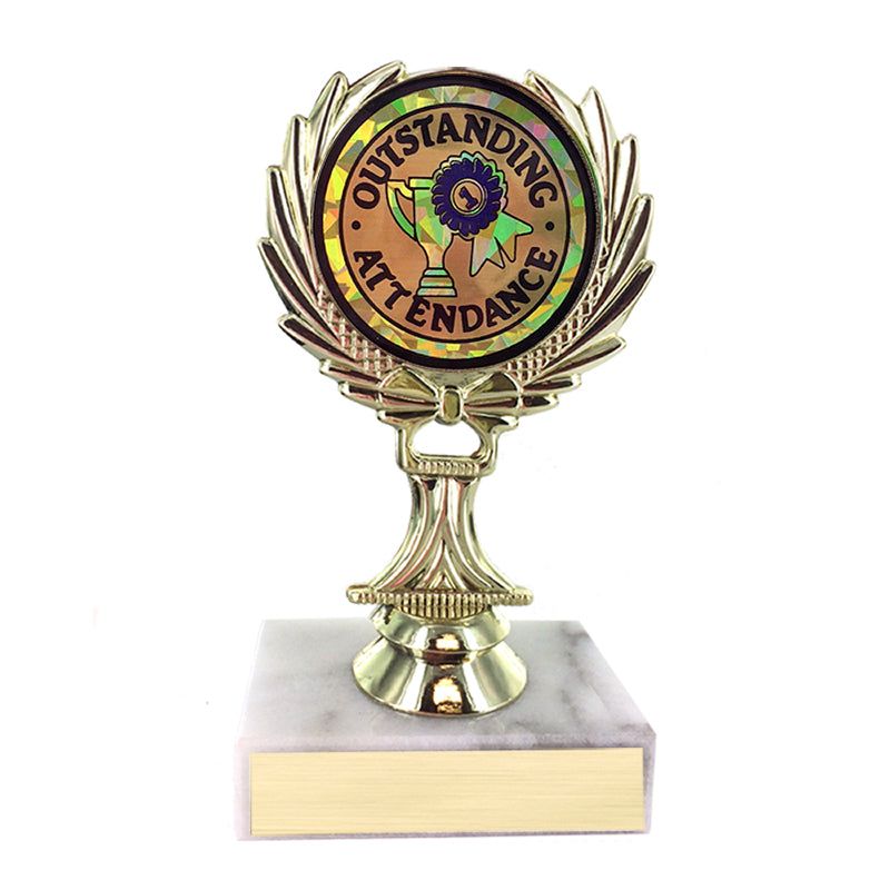 5-1/4 INCH TROPHY RISE WITH 2 INCH MYLAR OUTSTANDING ATTENDANCE INSERT