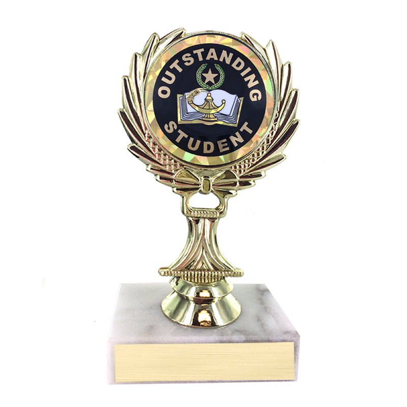 5-1/4 INCH TROPHY RISE WITH 2 INCH MYLAR OUTSTANDING STUDENT INSERT