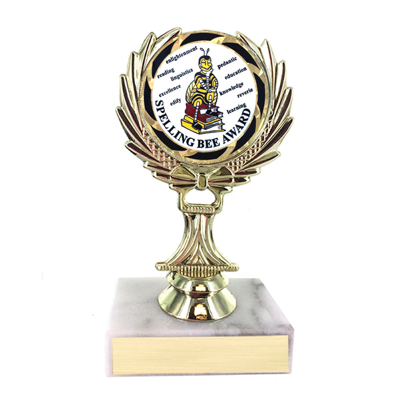 5-1/4 INCH TROPHY RISE WITH 2 INCH MYLAR SPELLING BEE INSERT