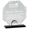 5-3/4 x 6-1/4 INCH OCTOGAN OPTICAL CRYSTAL ON BLACK BASE