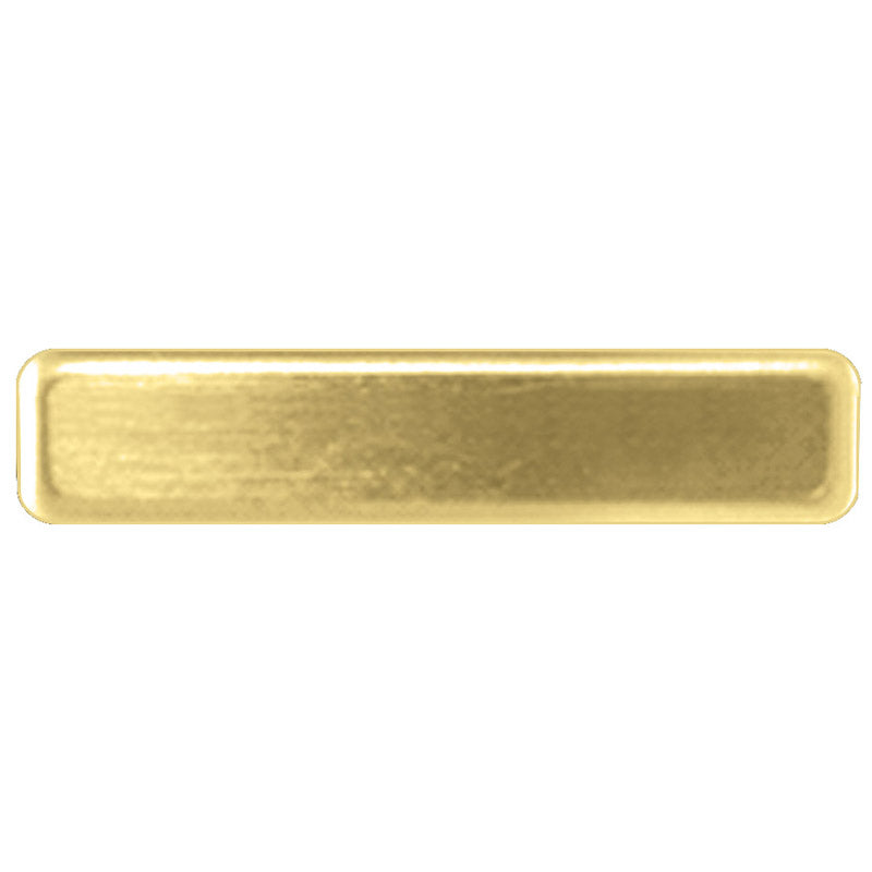 5/8 INCH X 2-1/2 INCH BRIGHTLY POLISHED BRASS NAME BADGE WITH FUSED POSTS AND CLUTCH BACK