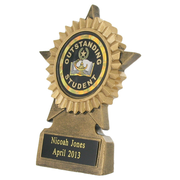 5 INCH GOLD STAR RESIN TROPHY, TAKES 2 INCH INSERT