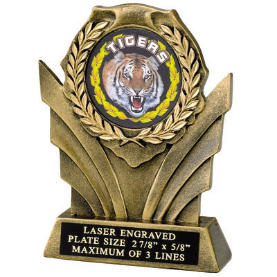 5 INCH  RESIN WREATH TROPHY, 2 INCH  MYLAR - No Plate