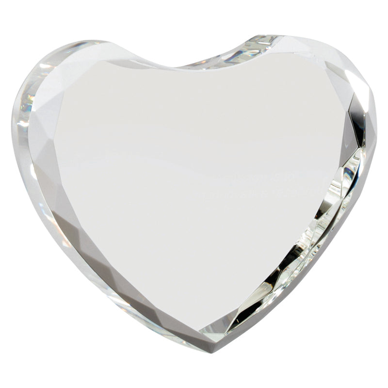 5 x 4-1/2 INCH OPTICAL CRYSTAL MULTIPLE FACET HEART AWARD