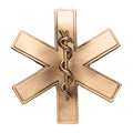 5" x 5" INCH EMT PARAMEDIC STAR OF LIFE DIE CAST ANTIQUE BRASS PLAQUE MOUNT