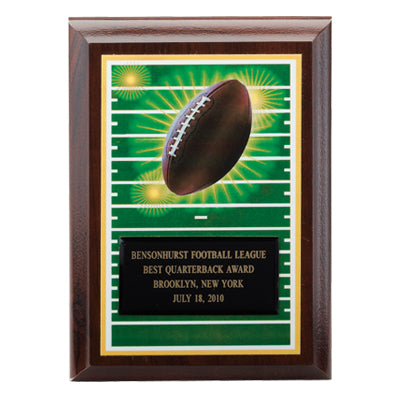 5 X 7 INCH FOOTBALL DIGITAL PHOTO PLAQUE WITH BLACK ENGRAVING PLATE