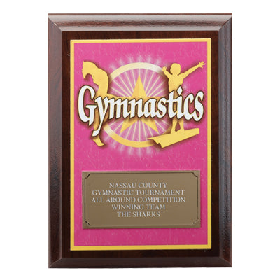 5 X 7 INCH GYMNASTIC DIGITAL PHOTO PLAQUE WITH GOLD ALUMINUM ENGRAVING PLATE