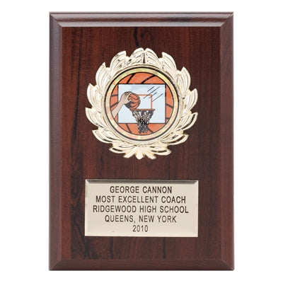 5 X 7 INCH PLAQUE WITH GOLD PLATE, PLASTIC WREATH TAKES INSERT
