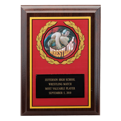 5 X 7 INCH RED DIGITAL PHOTO PLAQUE WITH BLACK ENGRAVING PLATE TAKES MYLAR