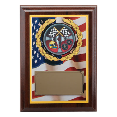 5 X 7 INCH U.S. FLAG DIGITAL PHOTO PLAQUE WITH GOLD ALUMINUM ENGRAVING PLATE TAKES MYLAR