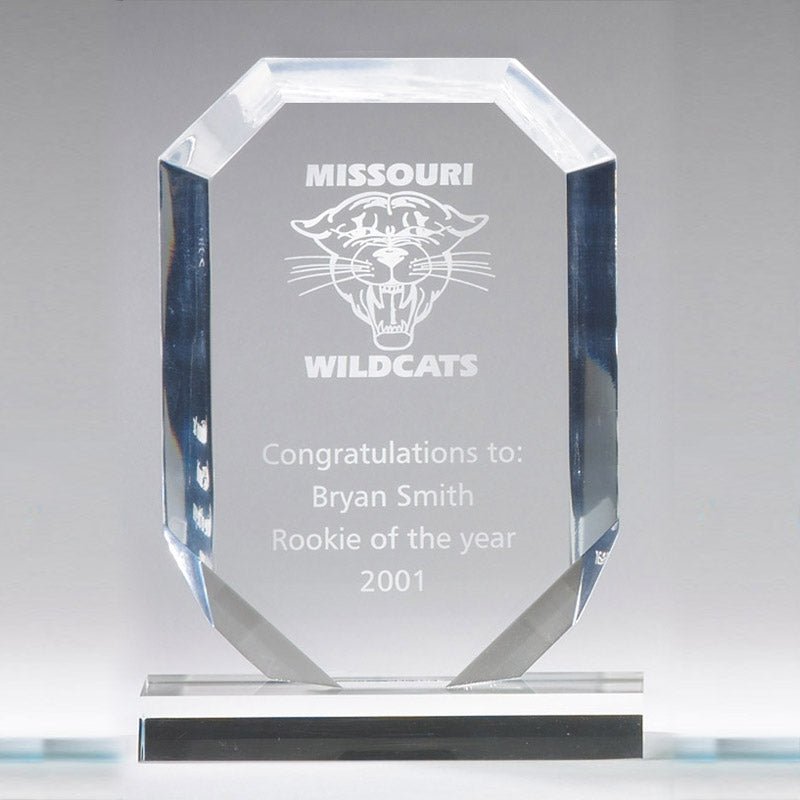5 INCH X 7 INCH X 3/4 INCH ARROWHEAD BLUE  ACRYLIC TROPHY POLISHED BEVELED EDGES