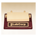 4 1/2" x 3 7/8" Rosewood Piano Finish Post-It Note Holder with Black Plate
