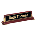 10 5/8"x 2 3/4 x 2 1/2 Rosewood Piano Finish Nameplate and Gold Metal Accents with Black Plate
