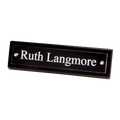 Black Piano Finish Nameplate with Acrylic Engraving Plate, Two Silver 9 1/4" x 2 1/8" Posts