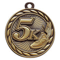 Metal 2-Inch in Diameter Round 5k Medal with Customizable Back in Antique Gold