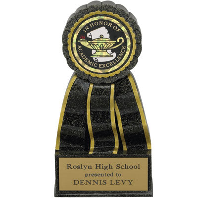 6-1/2 INCH BLACK STONE RESIN AWARD, TAKES 2 INCH INSERT