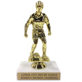 6-1/2 INCH FEMALE SOCCER TROPHY FIGURE ON MARBLE BASE
