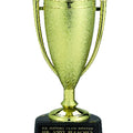6-1/2 INCH GOLD CUP TROPHY, BLACK SYNTHETIC MARBLEIZED BASE