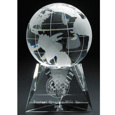 6-1/2 INCH OPTICAL CRYSTAL GLOBE ON BASE
