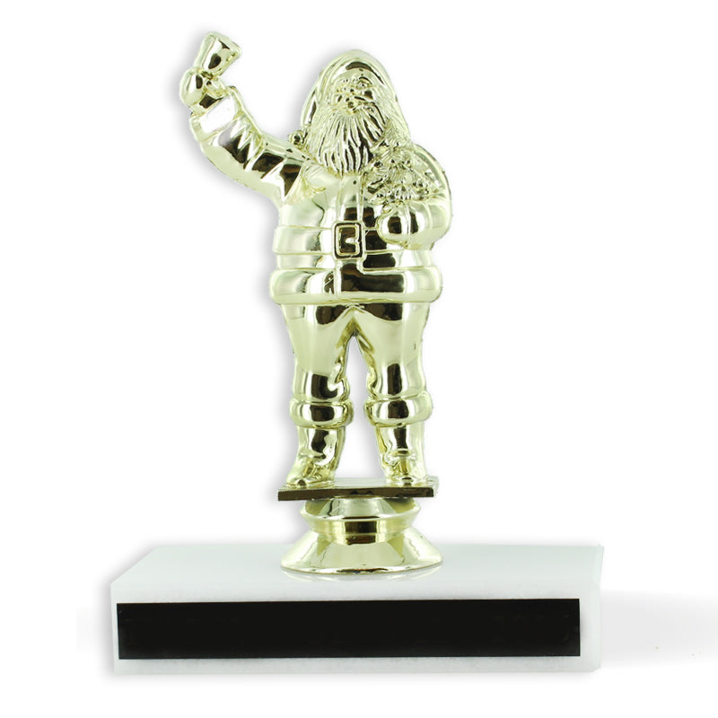 6-1/2 INCH SANTA FIGURE TROPHY ON WHITE MARBLE BASE