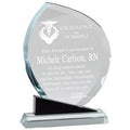 6-1/2 x 8-3/4 OPTICAL CRYSTAL FLAME AWARD ON BLACK BASE