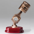 6-1/4 INCH AUTO RISTON TROPHY ANTIQUE GOLD RESIN FINISH ON ROSEWOOD BASE