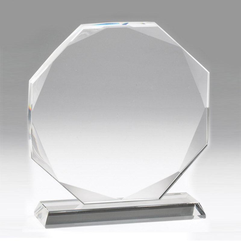 6-1/4 INCH CRYSTAL 8 SIDED OCTAGON AWARD
