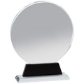 6-1/4 x 8 INCHES ROUND OPTICAL CRYSTAL AWARD ON BLACK PEDESTAL